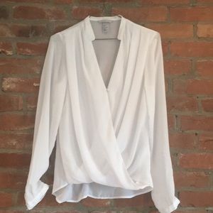 H&M sheer white blouse size 6